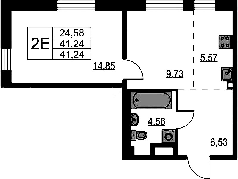 1-комнатная квартира 41.24 м², 1/9 эт., ЖК «Квартал Лаголово»